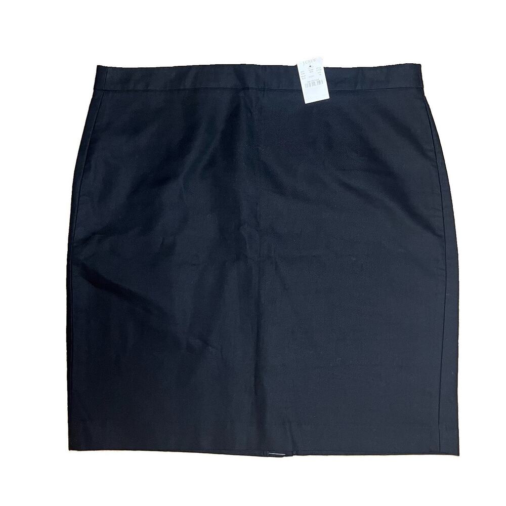 J. Crew Size 16 Black Pencil Mini Skirt Stretch 100% Cotton Work Office Career
